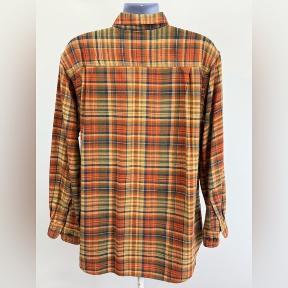 LEWIS CREEK Orange and tan plaid flannel Casual Button Down Shirt size XL - Picture 4 of 12